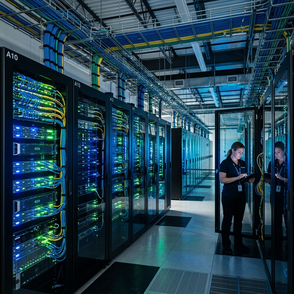 Konfigurasi Rack Server Core Router di Pusat Data